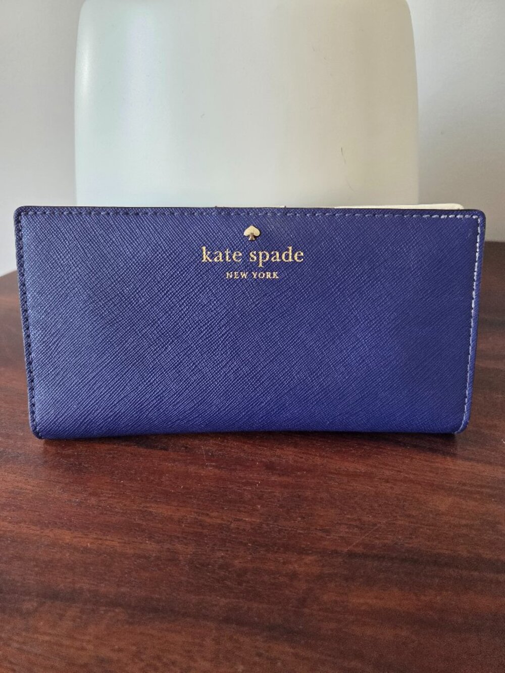 Kate Spade Stacy wallet royal blue saffino leather